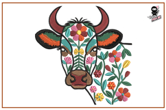 Cow Portrait | Floral Animal Embroidery Design Product Image 1