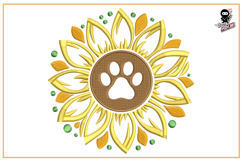 Sunflower with Paw | Pet Embroidery Design Product Image 1