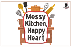 Messy Kitchen Happy Heart| Funny Embroidery Design Product Image 1
