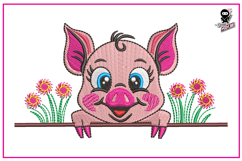 Peeking Baby Pig | Cute Animal Embroidery Design Product Image 1