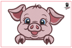 Peeking Baby Pig | Cute Animal Embroidery Design Product Image 1