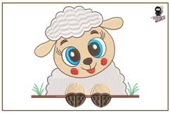 Peeking Baby Lamb | Cute Animal Embroidery Design Product Image 1