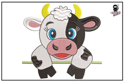 Peeking Baby Cow | Cute Animal Embroidery Design Product Image 1