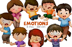 Cute Kids Emotions Face Expression Feeling Cartoon Clipart Product Image 1