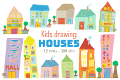 Kids Drawing Abstract Building Design City Cartoon Clipart Product Image 1