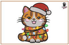 Christmas Cat | Cute Festive Embroidery Design Product Image 1