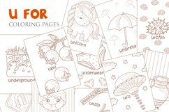 Alphabet U For Vocabulary Reading Lesson Kids Coloring Set Product Image 1