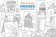 Kids Drawing House City Building Cartoon Coloring Activity Product Image 1