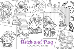 Halloween Witch and Frog Cartoon Coloring For Kids and Adult Product Image 1