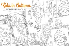 Happy Kids Playing in Autumn Holiday Seasons Coloring Set Product Image 1