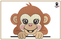 Peeking Baby Monkey | Cute Animal Embroidery Design Product Image 1