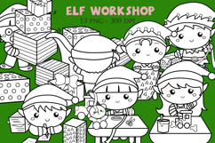 Kids Workshop Elf Character Christmas Cartoon Digital Stamp Product Image 1