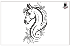 Horse Portrait Outline | Farm Animal Embroidery Design Product Image 1