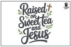 Tea and Jesus| Christian Quote Embroidery Product Image 1