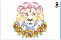 Rainbow Lion with Sunflowers Machine Embroidery Design Product Image 1