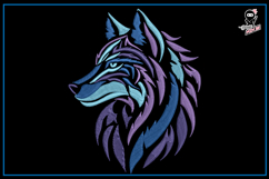 Tribal Wolf Portrait | Wild Animal Embroidery Design Product Image 1