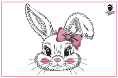Easter Bunny with Bow | Baby Animal Embroidery Design Product Image 1