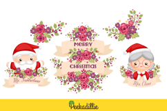 Cute Mr and Mrs Santa Claus Christmas Character Clipart Product Image 3
