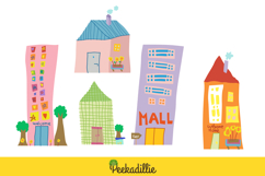 Kids Drawing Abstract Building Design City Cartoon Clipart Product Image 3