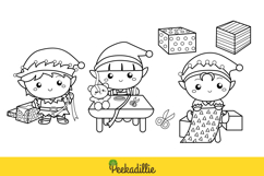 Kids Workshop Elf Character Christmas Cartoon Digital Stamp Product Image 3