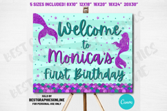 Mermaid Welcome Sign Under the Sea Birthday Party Poster Product Image 1