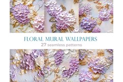 Luxury romantic flowers seamless patterns. Floral mural set Product Image 1