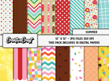 Summer Digital Papers, vintage scrapbook backgrounds designs Product Image 2