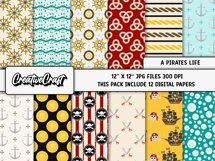 Pirates Digital Papers, nautical scrapbooking designs Product Image 2