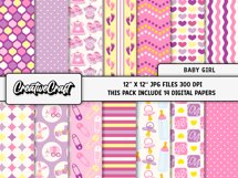 Baby Girl Digital Paper, baby shower graphic, illustrations Product Image 2