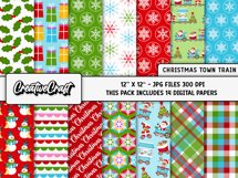 Christmas Digital Paper and Clipart png, illustration Product Image 2
