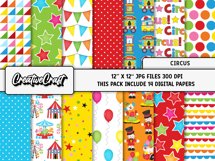 Circus Digital Paper, circus graphic, carnival illustration Product Image 2