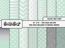 Silver Mint Digital Papers, scrapbooking backgrounds designs Product Image 2