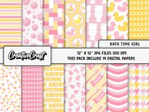 Rubber Duck Digital Paper, baby girl graphics, illustrations Product Image 2