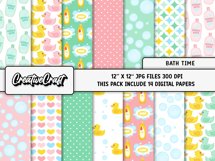 Rubber Duck Digital Paper, baby graphics, baby illustrations Product Image 2