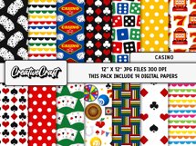 Casino Poker Digital Paper, poker graphics illustrations Product Image 2
