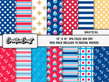 Nautical Digital Papers, Sea Boat Digital Scrapbook Designs Product Image 2