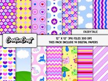 Fairytale Princess Digital paper, princess graphic designs Product Image 2