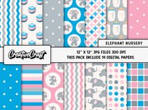 Elephant Nursery Digital Paper, baby graphics, illustrations Product Image 2