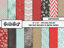Christmas Digital Papers, scrapbooking backgrounds designs Product Image 2