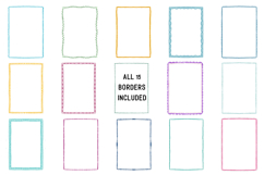 15 Watercolor Doodle Borders PNG | Whimsical border Product Image 2