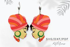 African girl earring for laser cut and engrave Product Image 1