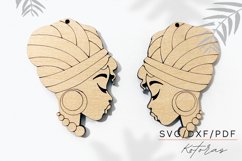 African girl earring for laser cut and engrave Product Image 3
