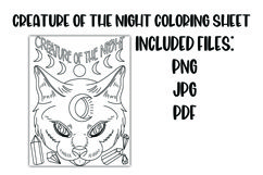 Creature of the Night Mystic Celestial Witchy Coloring Sheet Product Image 1