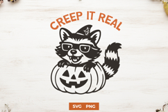Creep It Real SVG PNG, Cute Halloween Raccoon Funny Clipart Product Image 1