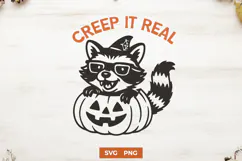 Creep It Real SVG PNG, Cute Halloween Raccoon Funny Clipart Product Image 1