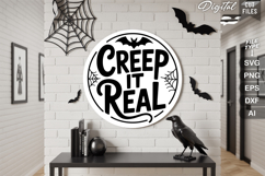 Creep It Real SVG File | Halloween Round Sign SVG Product Image 1
