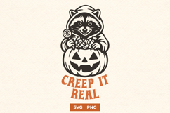 Creep It Real SVG | Cute Halloween Raccoon Fall PNG Print Product Image 1