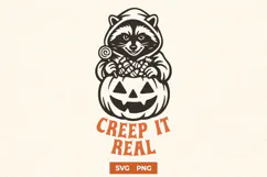 Creep It Real SVG | Cute Halloween Raccoon Fall PNG Print Product Image 1