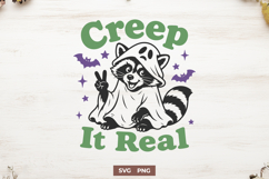Funny Halloween Raccoon SVG, Cute Ghost PNG, Creep It Real Product Image 1