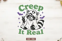 Funny Halloween Raccoon SVG, Cute Ghost PNG, Creep It Real Product Image 1
